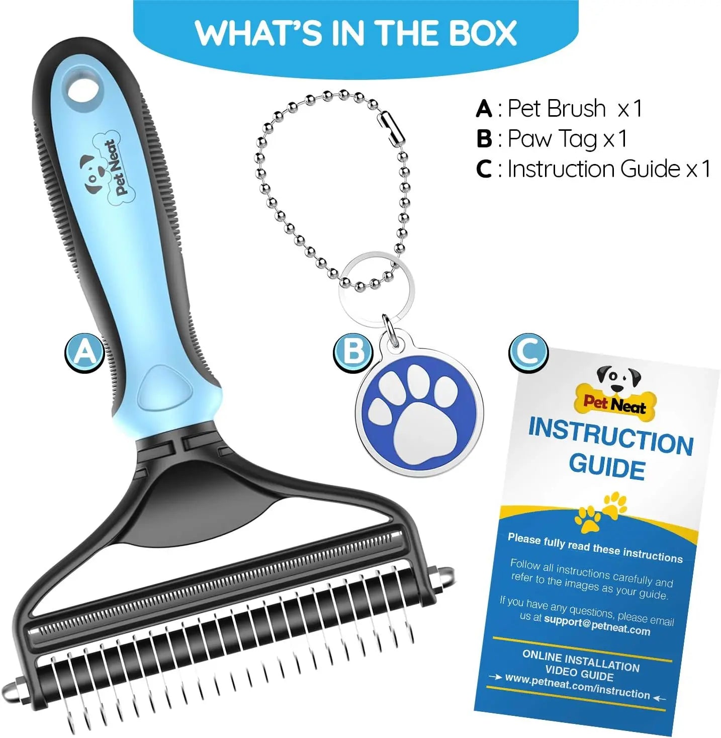 2-Sided Pet Grooming Brush for Dogs & Cats – Removes Mats, Tangles & Loose Fur