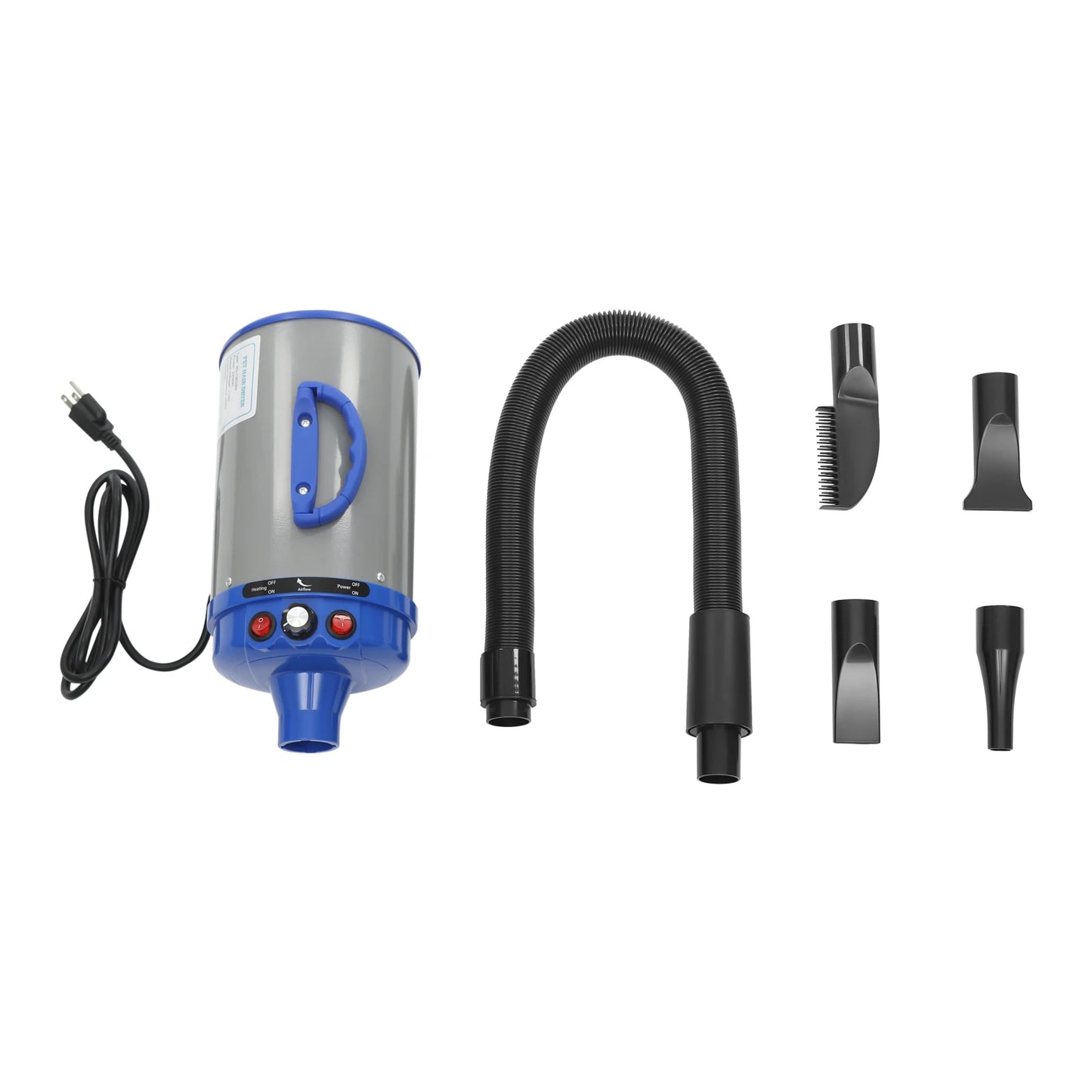 2200w Pet Hair Dryer, 55-70db Electric Dog and Cat Hair Dryer, Pet Dryer with 4 Nozzles