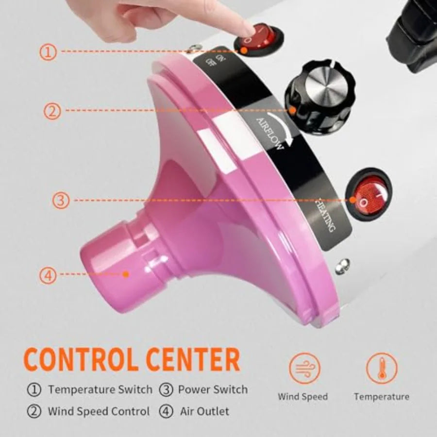 High Velocity Professional Dog Grooming DryerAdjustable Temperature and Speed Hair Dryer for Pets with 4 Nozzles
