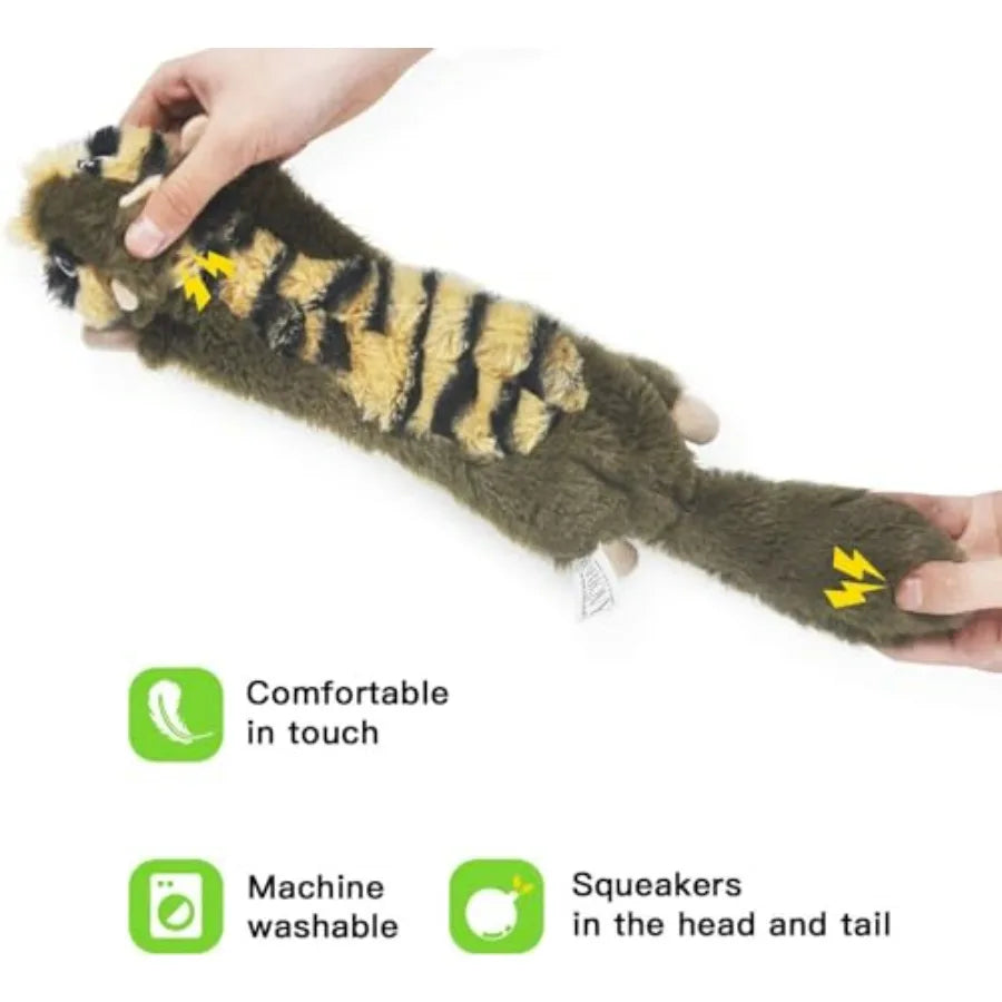 Dog Squeaky Toy No Stuffing, Dog Toys Crinkle Puppy, Durable Chew Plush Cute Animals Natural for Teething Pet