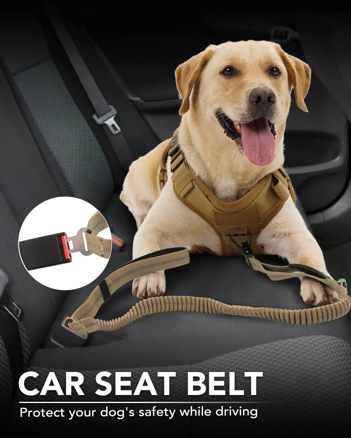 Heavy Duty Tactical Dog Leash with Shock Absorbing Bungee, 4-6FT, Padded Handles & Metal Clip for Medium to X-Large Dogs