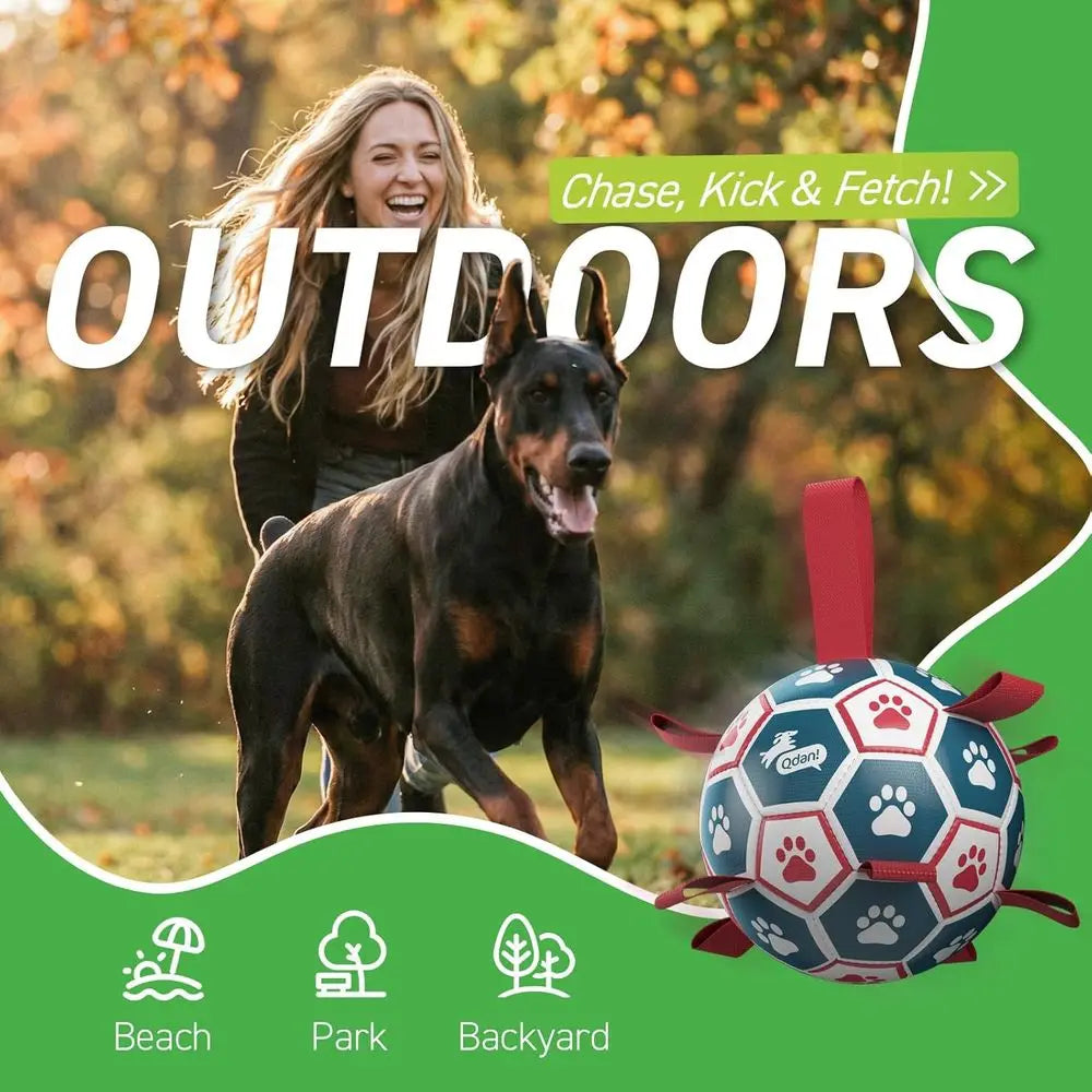 Giant Durable Soccer Ball Dog Toy with Straps, Ideal for Outdoor Play and Herding, Perfect Birthday Gift (10 Inch)