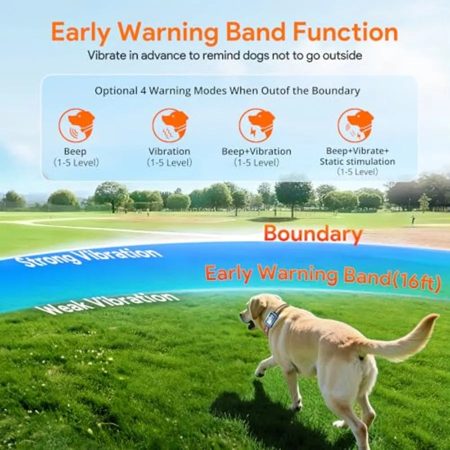 Outdoor GPS Wireless Dog Fence for Dogs 10+ Lbs Waterproof LCD Collar with Beep/Vibration/Correction Early Alert Band Customiza