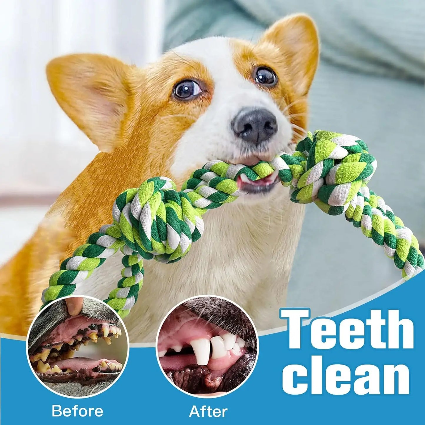 Durable Dog Rope Toys for Medium to Large Breeds, Dental Cleaning Chew and Tug Toy for Boredom Relief