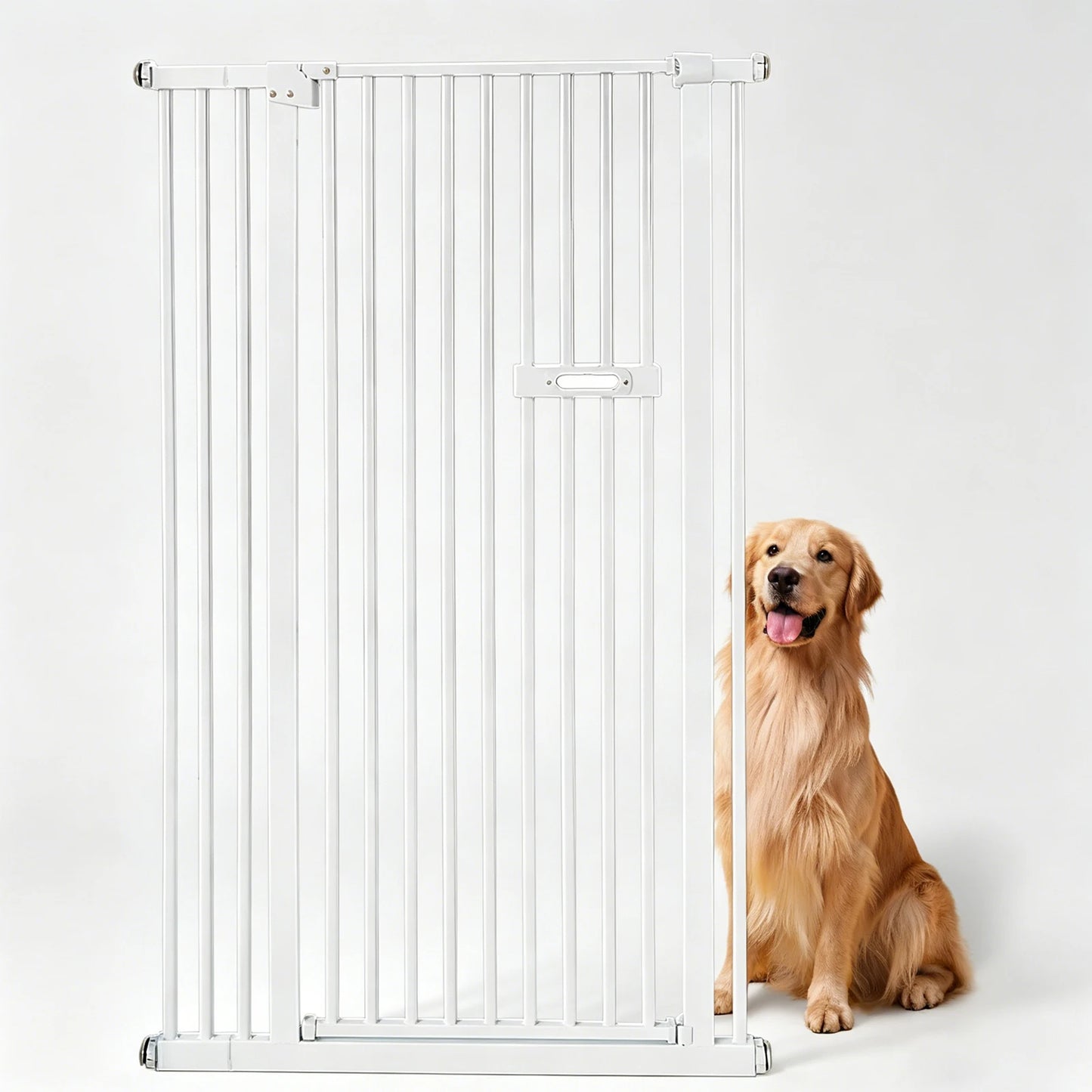 Tall Pet Gate 59in Steel Safety Barrier Indoor Isolation Door for Cats Dogs, Stairs Doorways Kitchens Hallways