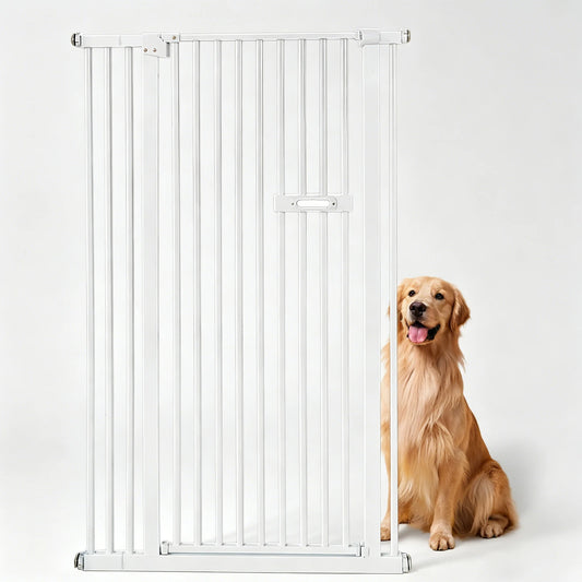 Tall Pet Gate 59in Steel Safety Barrier Indoor Isolation Door for Cats Dogs, Stairs Doorways Kitchens Hallways