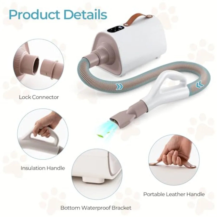 Tangkula Dog Dryer Pet Blow Dryer with Smart LED Touch Screen 4 Nozzles Adjustable Temperature and Airflow Negative Ion Function