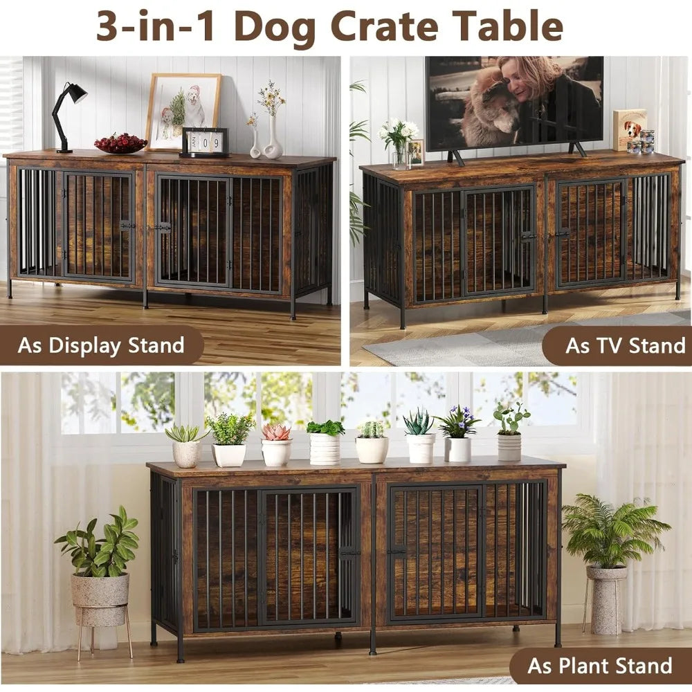 Dog Crate Furniture fo Dogs, Heavy Duty Single/Double Dog Crates for Small/Medium/Large Dogs, Dog Kennel Furniture