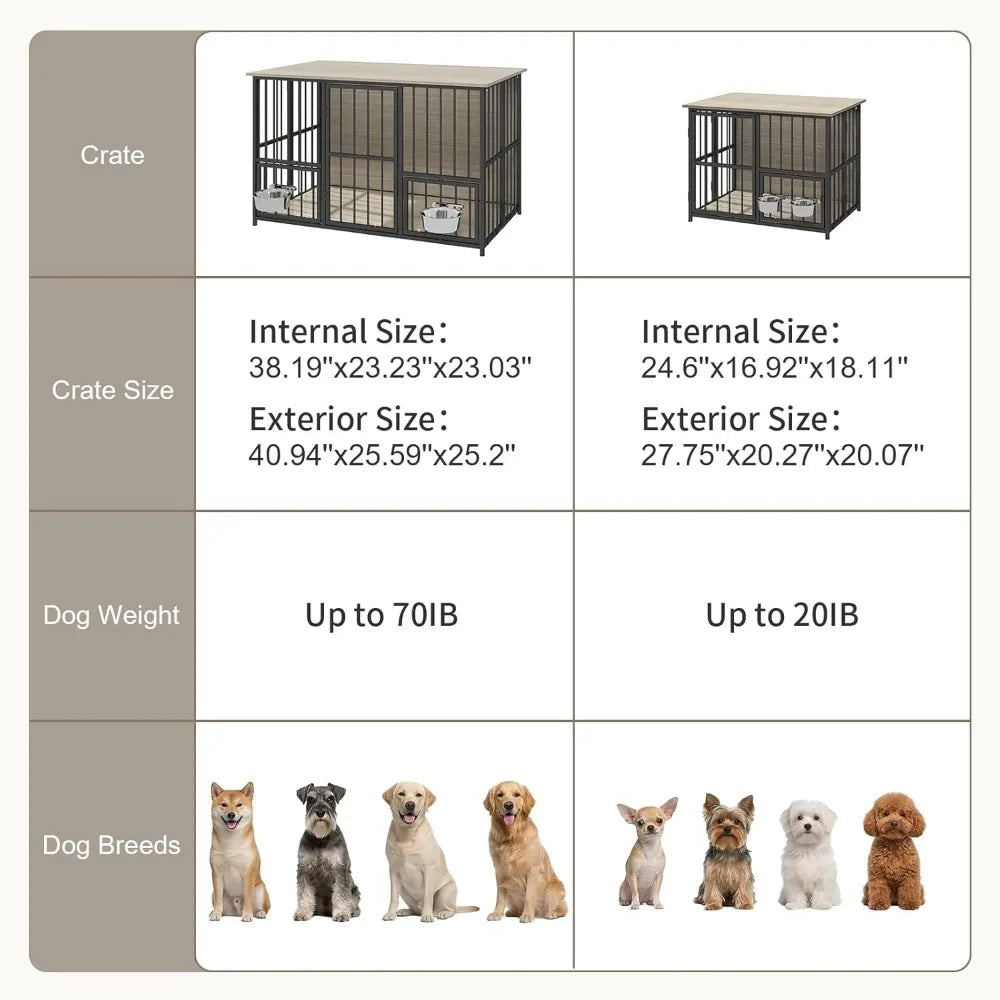 Large Foldable Dog Crate Furniture, Dog Kennel with Storage Top, Wooden Dog Crate Table for Medium to Large，Customized