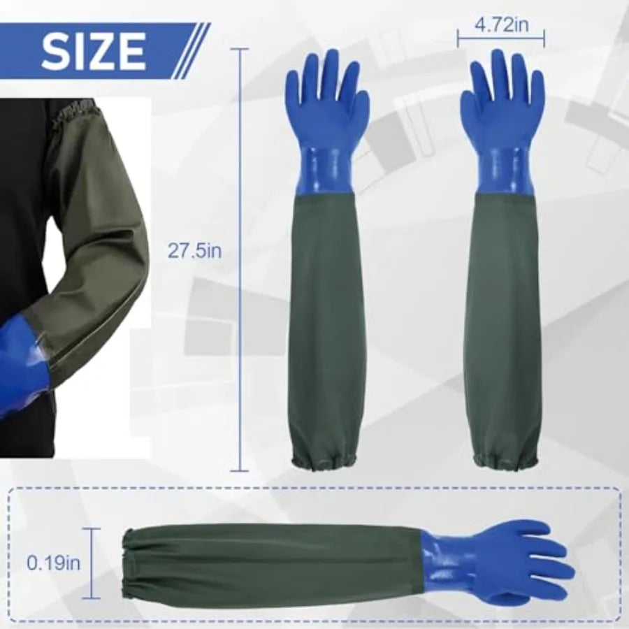 Pet Grooming Gloves 27.2 Extra Long Waterproof Rubber Washing Gloves for Dogs Cats Anti-Bite Anti-Scratch Hair Removal Cat Bath
