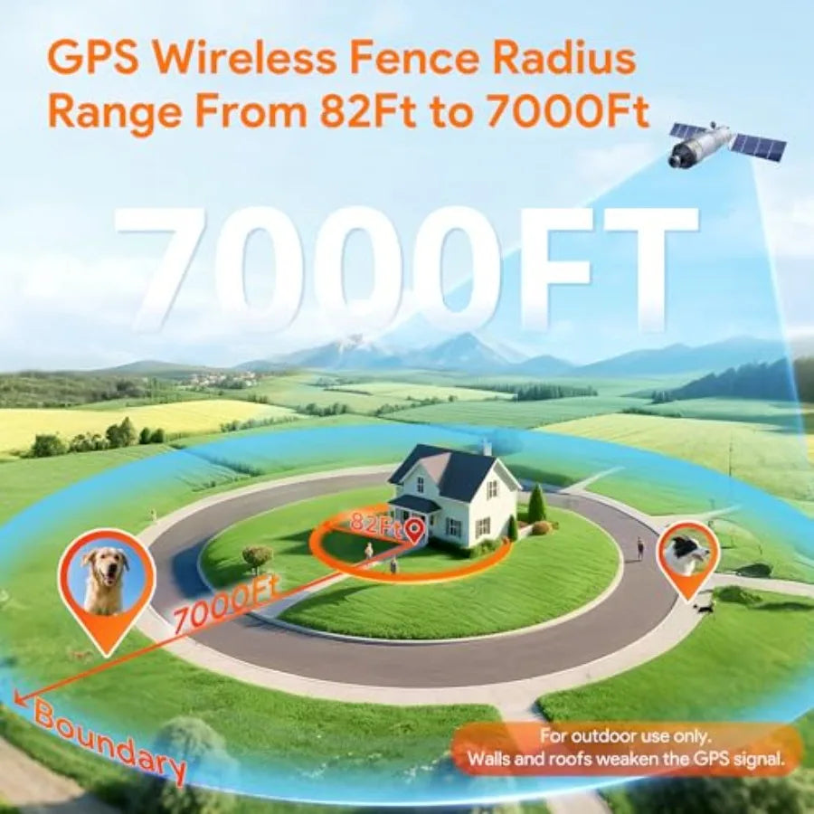Outdoor GPS Wireless Dog Fence for Dogs 10+ Lbs Waterproof LCD Collar with Beep/Vibration/Correction Early Alert Band Customiza