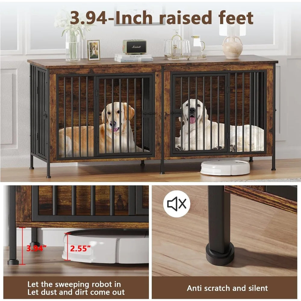 Dog Crate Furniture fo Dogs, Heavy Duty Single/Double Dog Crates for Small/Medium/Large Dogs, Dog Kennel Furniture