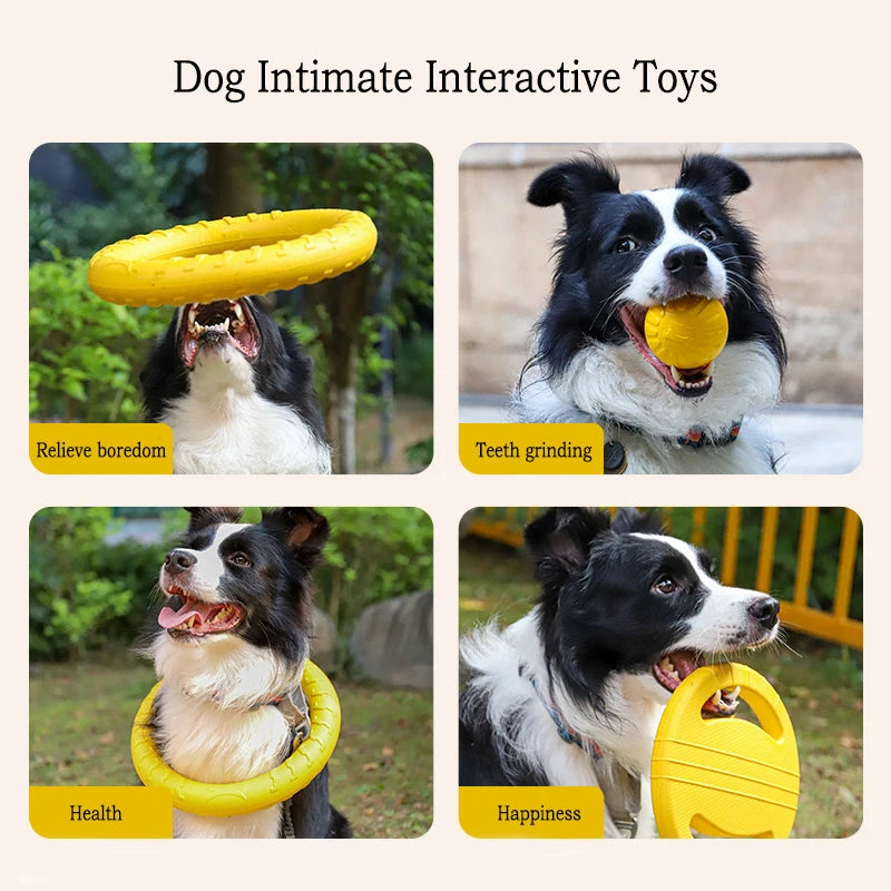 EVA Durable Dog Toys 4 Pack  Flying Disc + Ball + Tug Rope for Puppy & Adult Dogs  Chew-Proof Teeth Cleaning Set（2024 Best Seller）