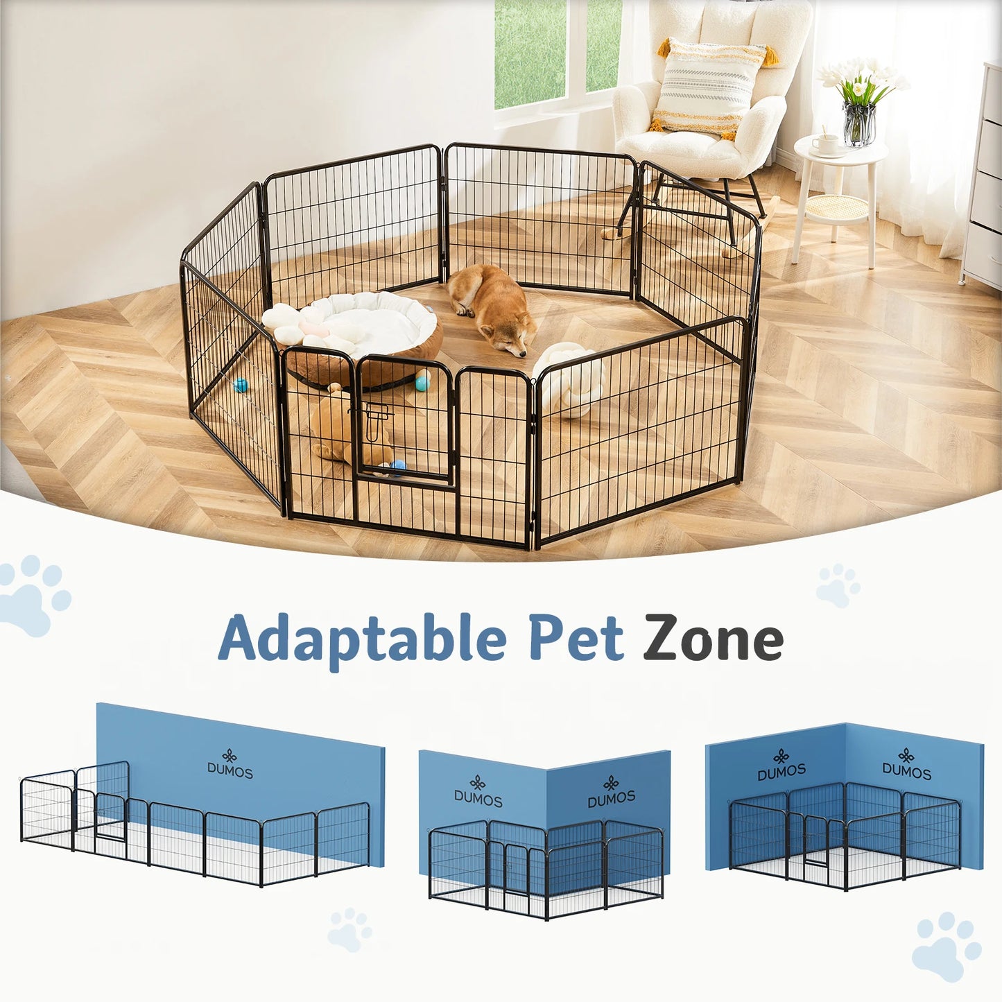 JHK Metal 8 Panels Dog Playpen Pet Fence 24 Inch to 32 Inch Foldable Large Dog Puppy Exercise for Yard Gate Camping Outdoor
