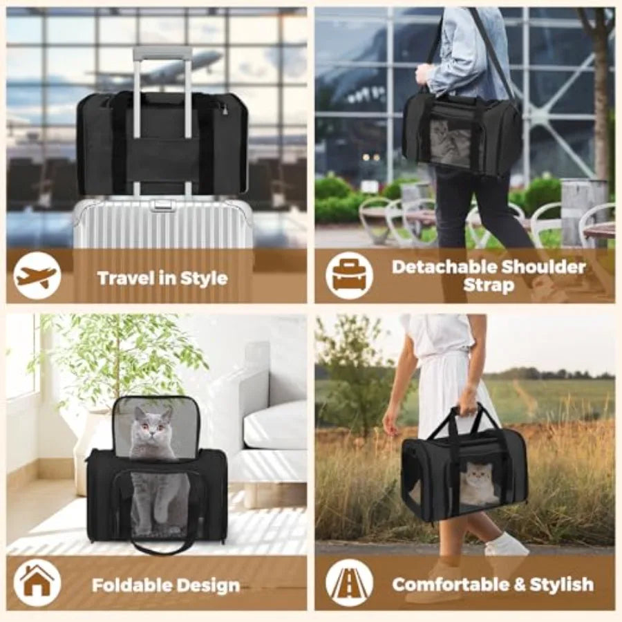 Soft Cat Carrier for Pets Up to 25 Lbs Travel Bag with Padded Shoulder Strap Soft-Sided Pet Dog Carrier for Small Dogs Puppy