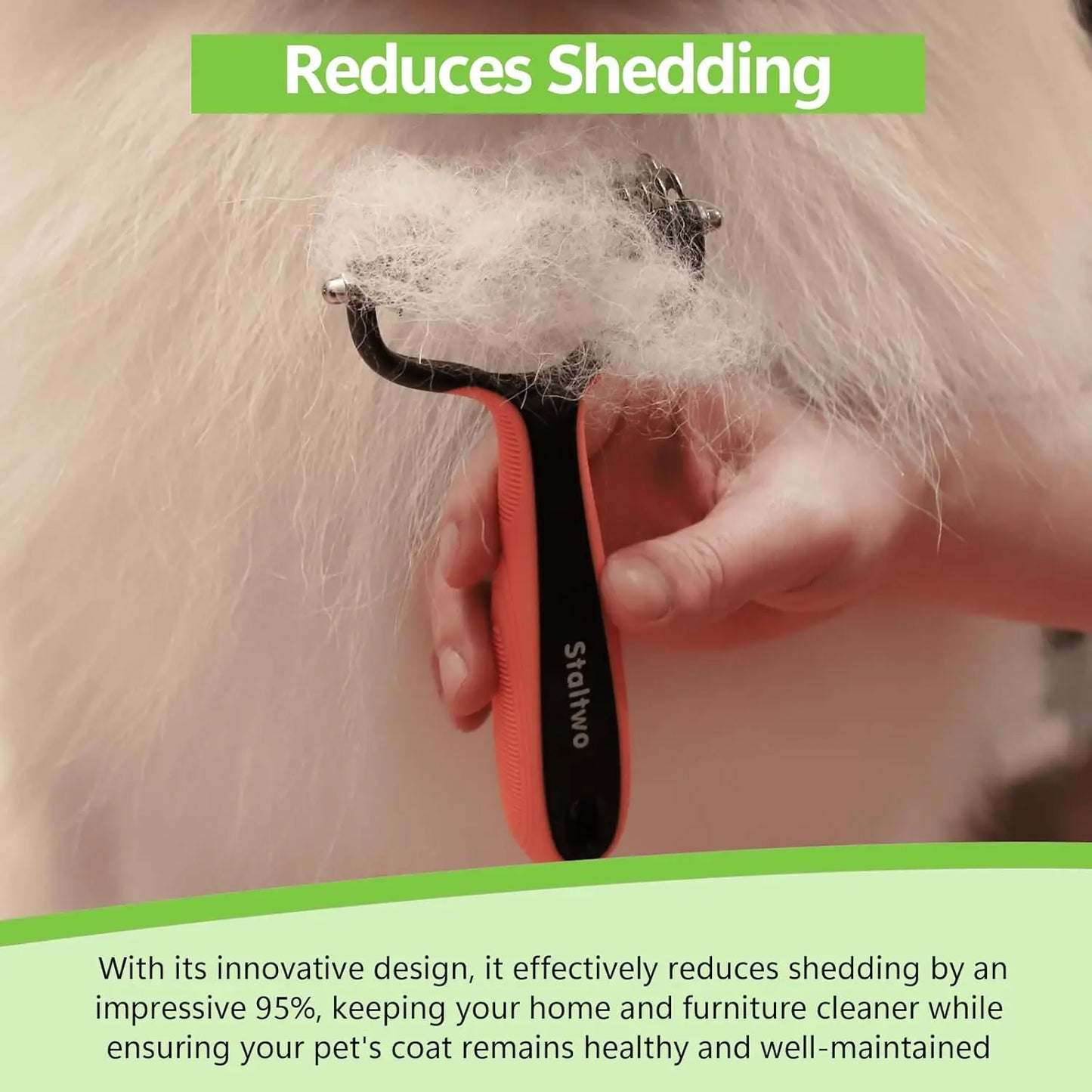 2-in-1 Deshedding Dog Brush for Shedding - Undercoat Rake & Pet Grooming Tool for Long-Haired Dogs and Cats, Knot Removal