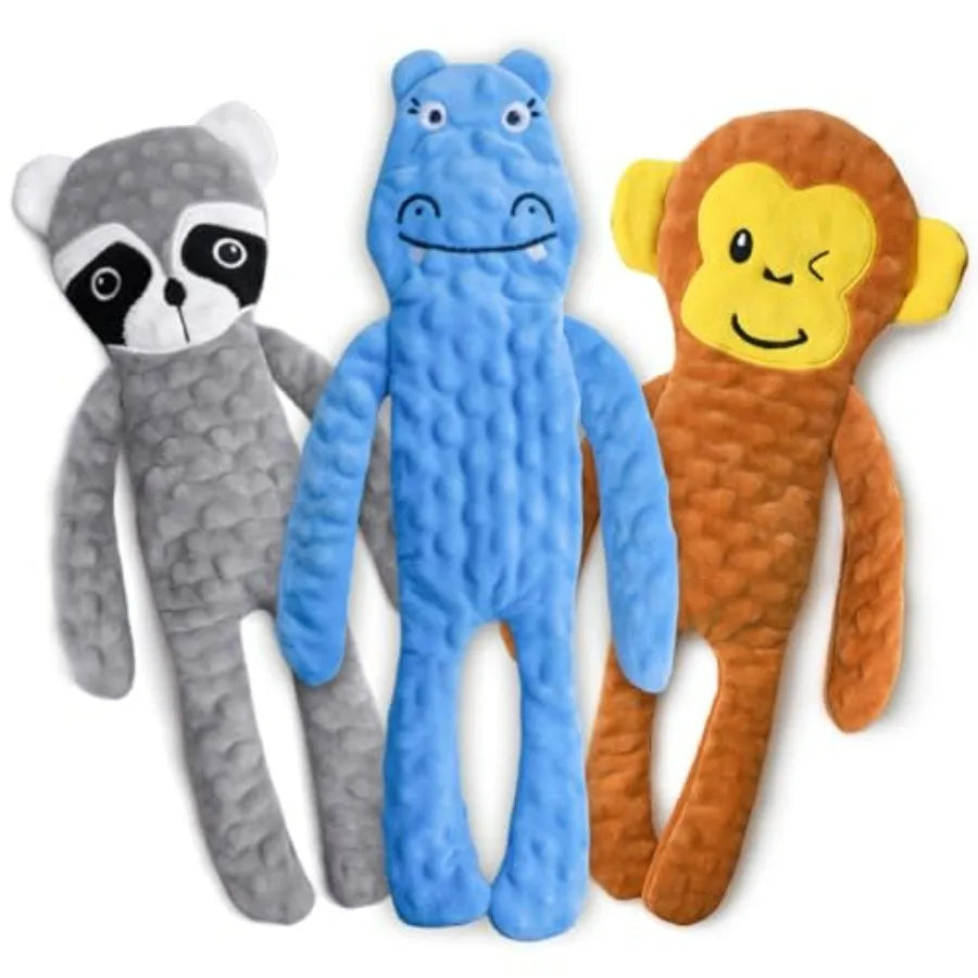 Dog Squeaky Toy No Stuffing, Dog Toys Crinkle Puppy, Durable Chew Plush Cute Animals Natural for Teething Pet