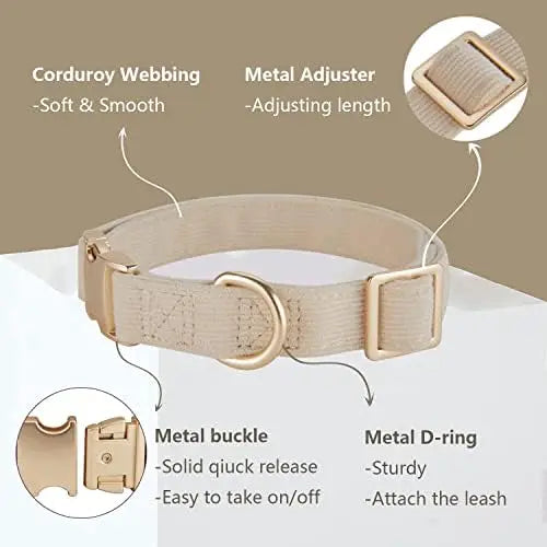 Adjustable Soft Corduroy Collar & Leash Set for Small Dogs – Durable Dog Collars with Metal Buckle