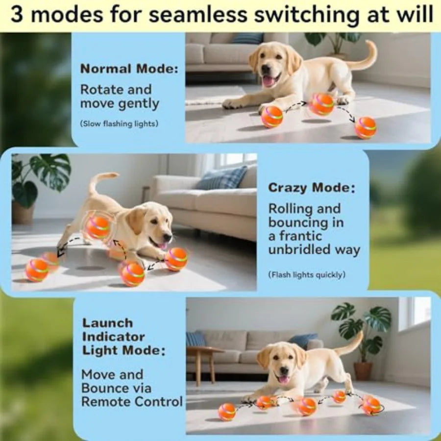 Smart Interactive Dog Ball with Remote Control - Automatic Moving Vibration Ball for Pets Bounce Vibrate Rechargeable Waterproof