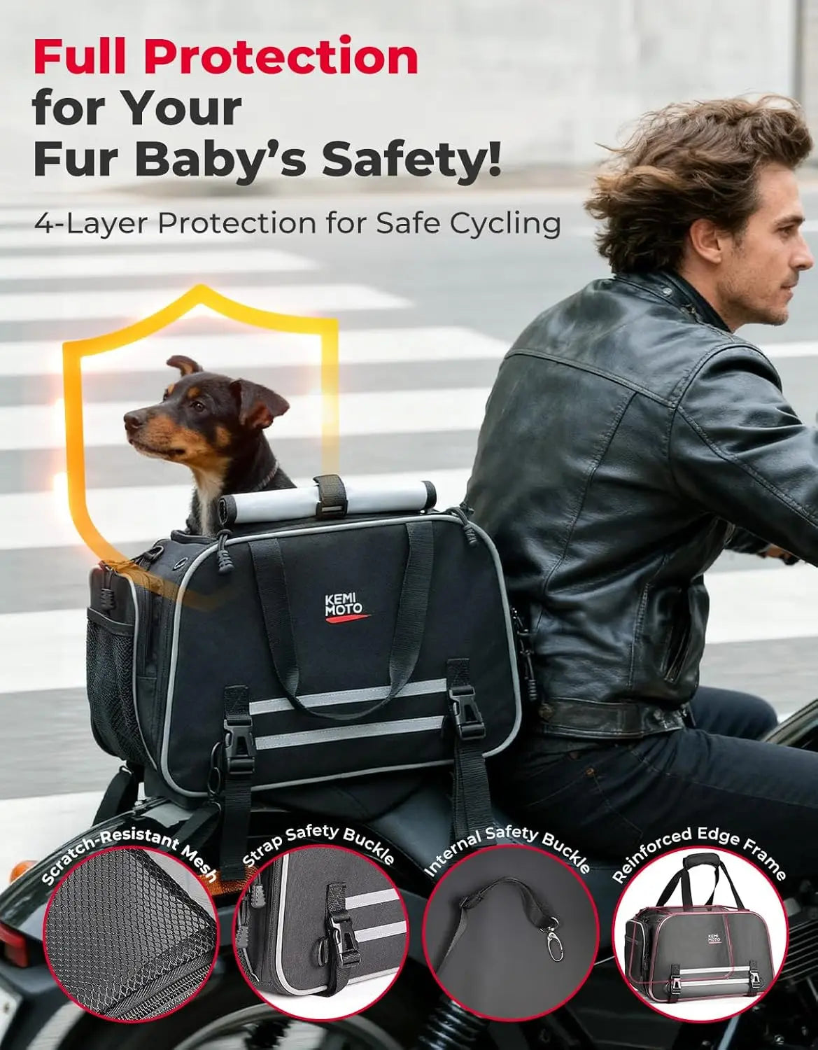 Motorcycle Dog Carrier Expandable, Airline Approved Pet Carrier for Small Dogs & Cats Under 17 lbs, Soft-Sided Travel Bag