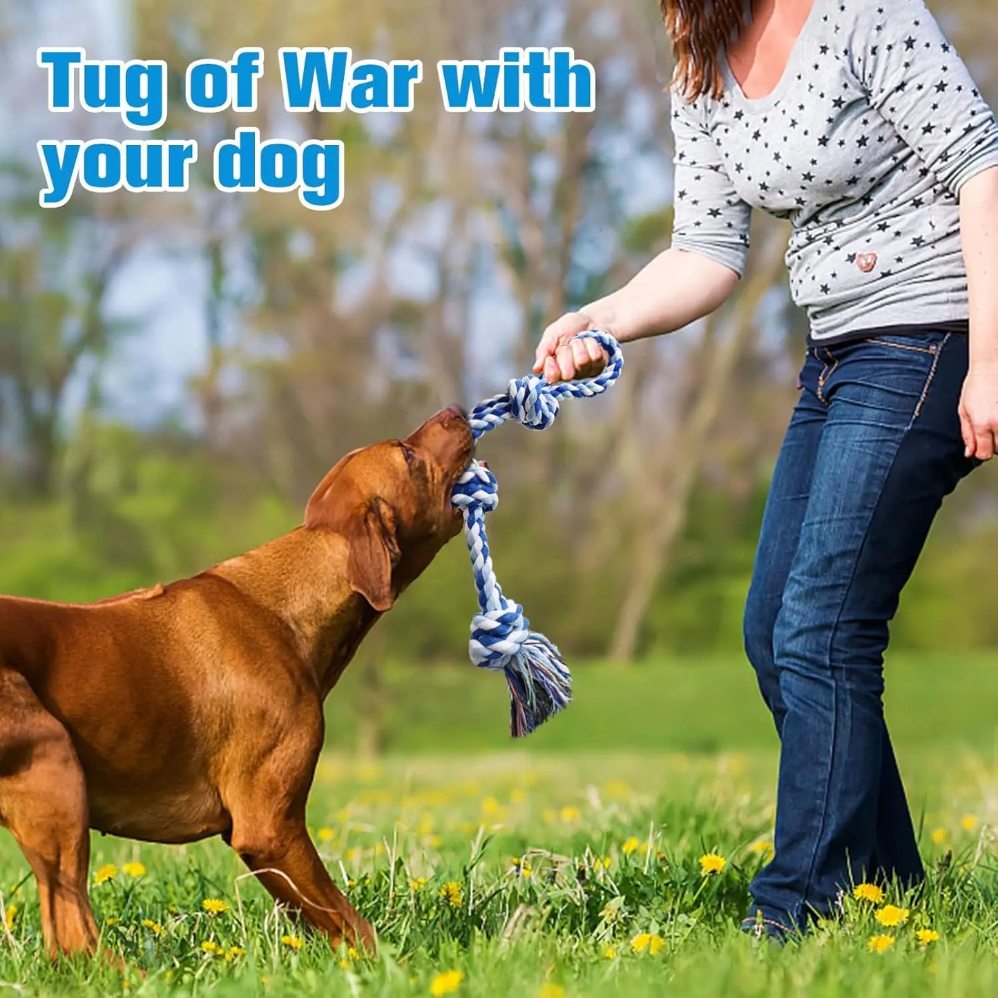 Durable Dog Rope Toys for Medium to Large Breeds, Dental Cleaning Chew and Tug Toy for Boredom Relief