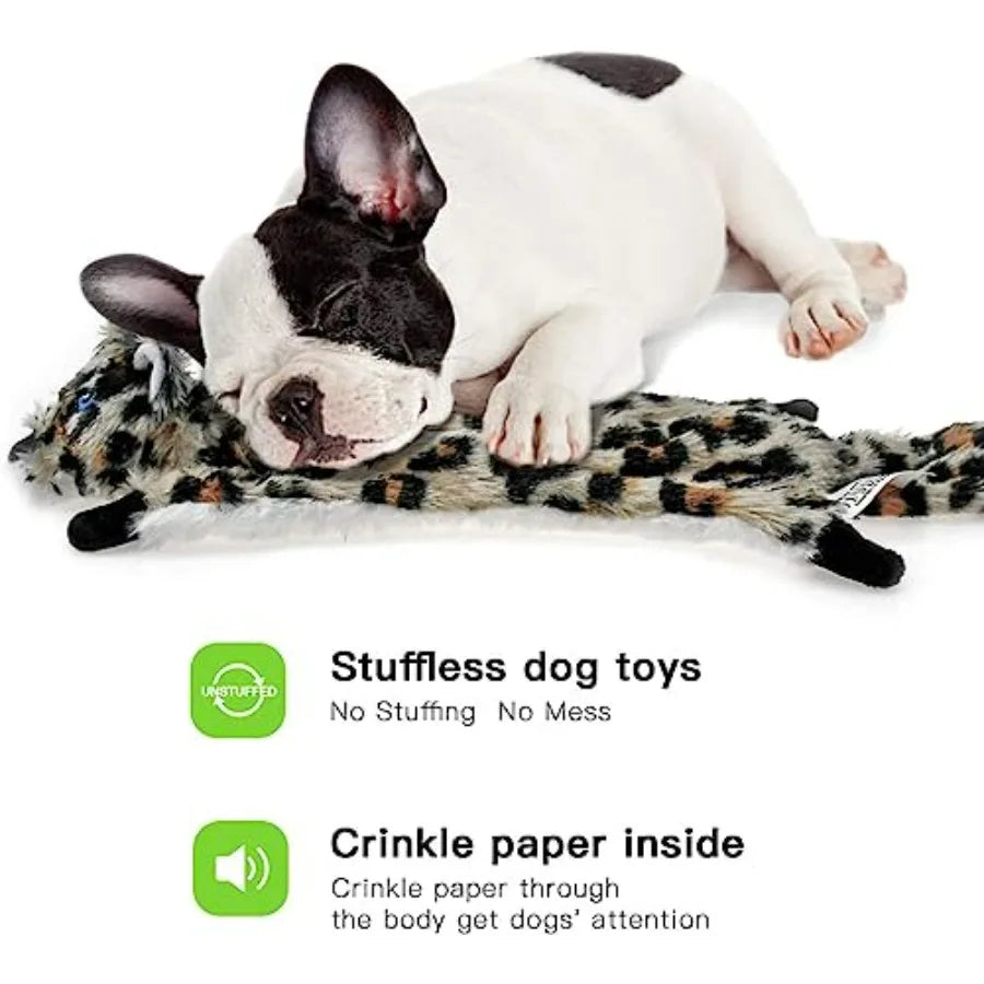Dog Squeaky Toy No Stuffing, Dog Toys Crinkle Puppy, Durable Chew Plush Cute Animals Natural for Teething Pet