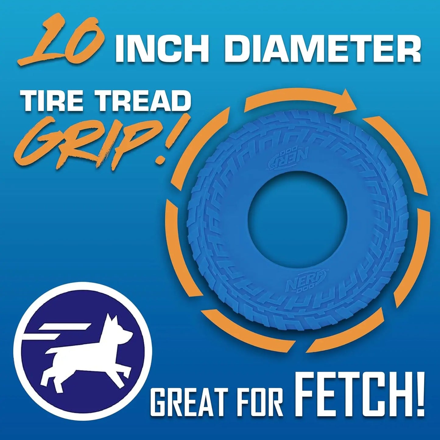 10-Inch Flying Disc Dog Toy, Rubber Fetch Toy for Medium and Large Dogs, Blue Outdoor Play