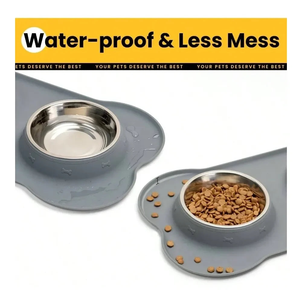 Medium No Spill Food Dish Set, Dishwasher , 2 Stainless Steel Puppy Bowls