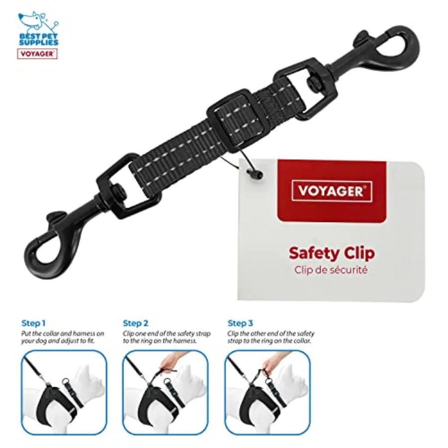 Voyager Dog Collar Safety Clip with Dual Clasps, Collars and No Pull Harness Connectors, Training for Walking, Running, and Hiking