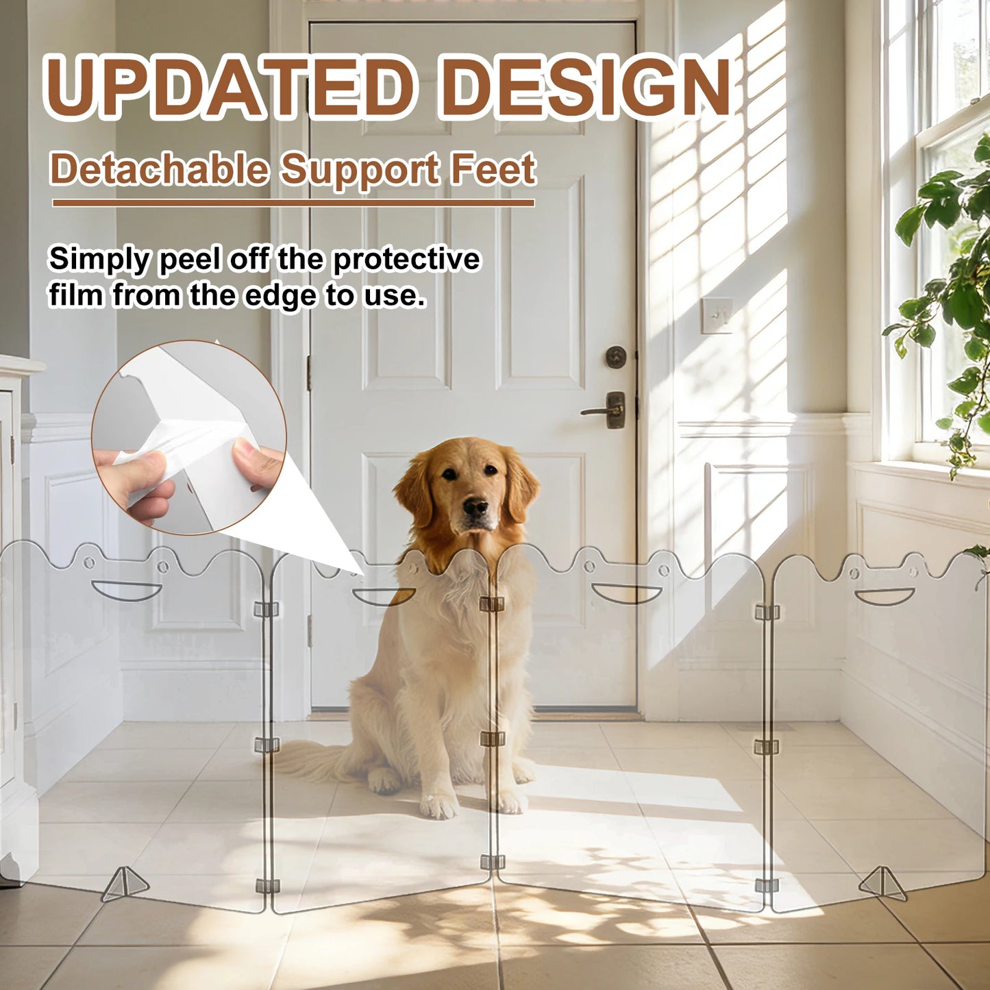 Folding Clear Dog Gate 4/6-Panel, Transparent Indoor Pet Barrier with Handles for Small Dogs Hallways