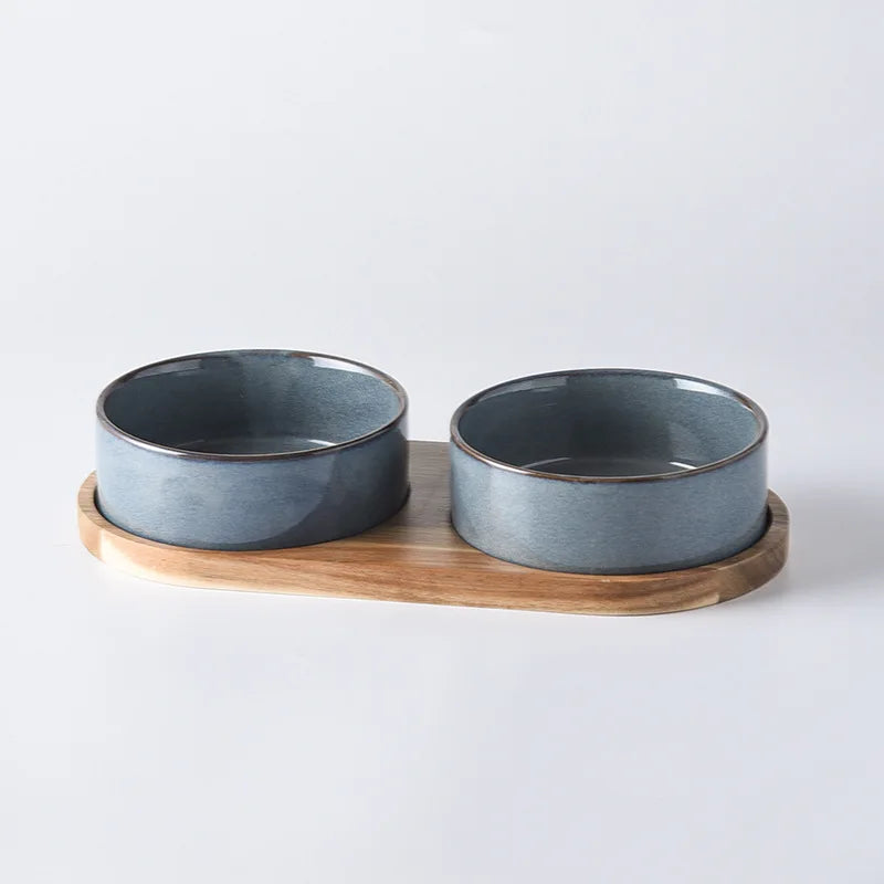 Cat and Dog Ceramic Pet Food Water Feeder Small and Medium-sized Dogs Protection Spine Protection Rollover Prevention
