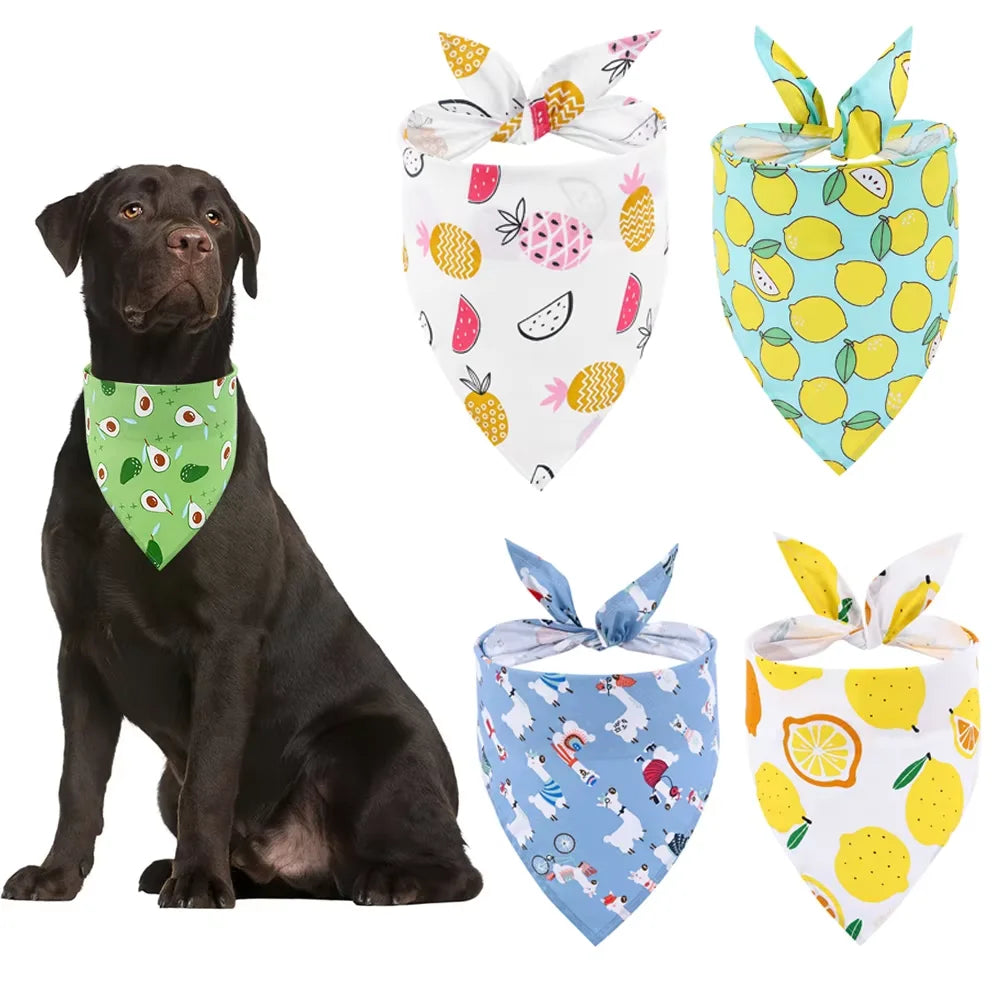 Dog Bandana Fruit Floral Spring Washable Soft  Adjustable for Small Medium Large Dogs Pets