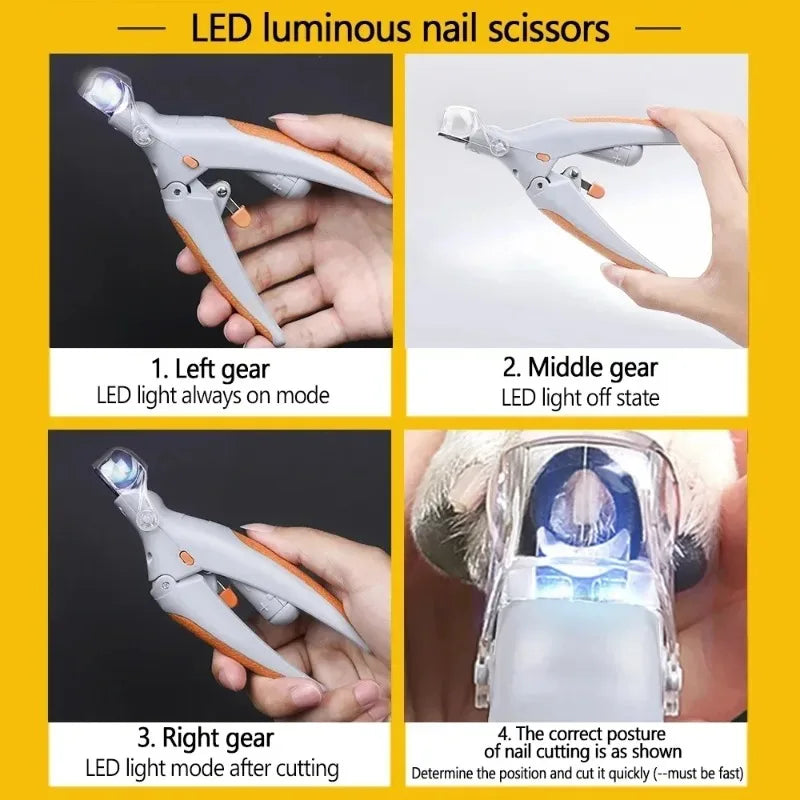 LED Light Pet Nail Clipper With Amplification Function Dog Cat Special Nail Trimmer Tool