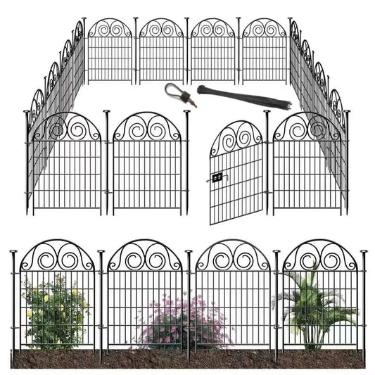 Tall Garden Animal Barrier Fencing with Gate, 40 InchH 20 Panels Total Length 43.7 Ft Outdoor Dog Fence, Picket Fences, Reusabl