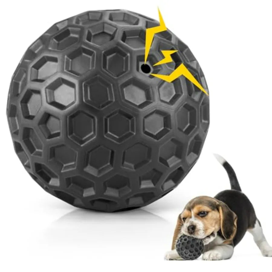 Indestructible Squeaky Dog Ball, Relieves Anxiety, Cleans Teeth, Interactive Chew Toy for Aggressive Chewers, Dog Toy for Breed