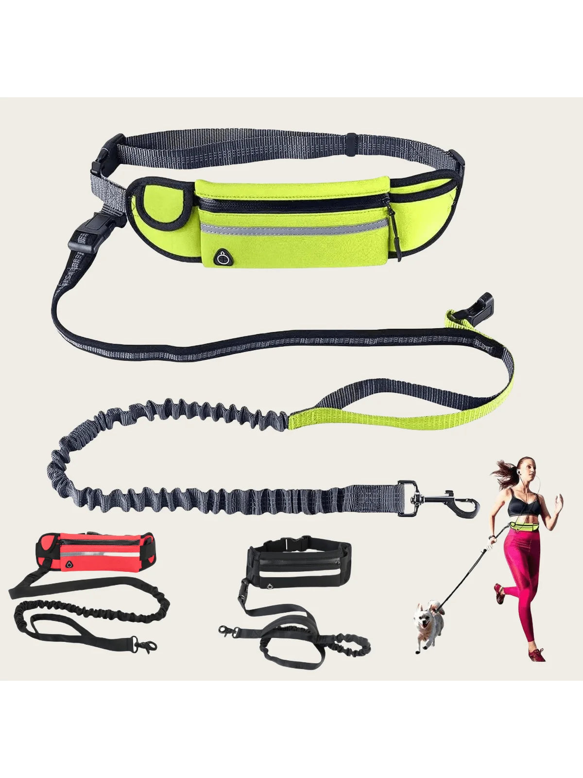 Elastic Tactical Waist Dog Leash, Impact Resistant for Running Walking