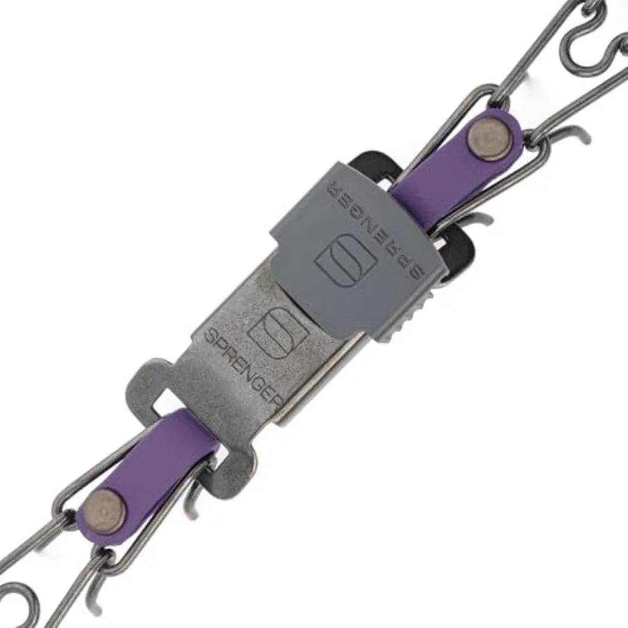 Training collar for dogs, black stainless steel with violet purple Biothane insert, quick-release ClicLock buckle, made in Germany