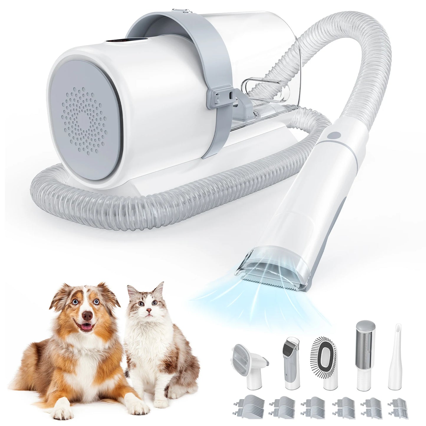 2.5L Professional Pet Grooming Vacuum Kit 3 Suction Modes and 5 Groomer Tools with Cordless Low Noise Dog Clippers