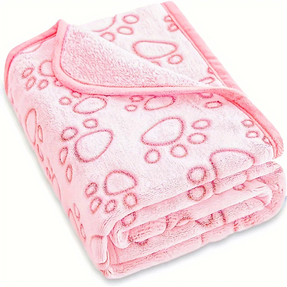 1pcs Ultra-Soft Paw Print Dog Blankets - Machine Washable, Cozy Pet Pillow Pads for Indoor & Outdoor Use - Ideal for Small to Large