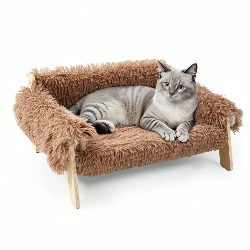 Dog Supplies Pet Furniture And Beds Dog Bed 1 Piece Soft And Comfortable Raised Cat Bed Sofa Made Of Wood, Sturdy Large Cat Sofa