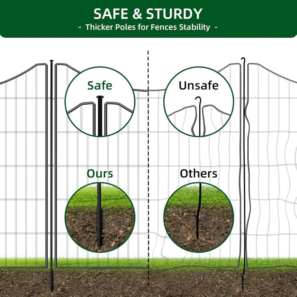 18 Panels No Dig Decorative ence with Gate, 33 in(H) X 40.5 t(L) Tall Garden ence Animal Barrier, Rustproo Metal Wire Edging Border