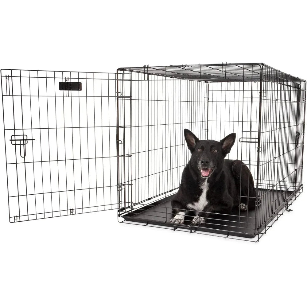 Two Door Great Crate Wire Dog Crate, 48 Inch, For Pets 90-125 lbs, With 5-Point Locking System