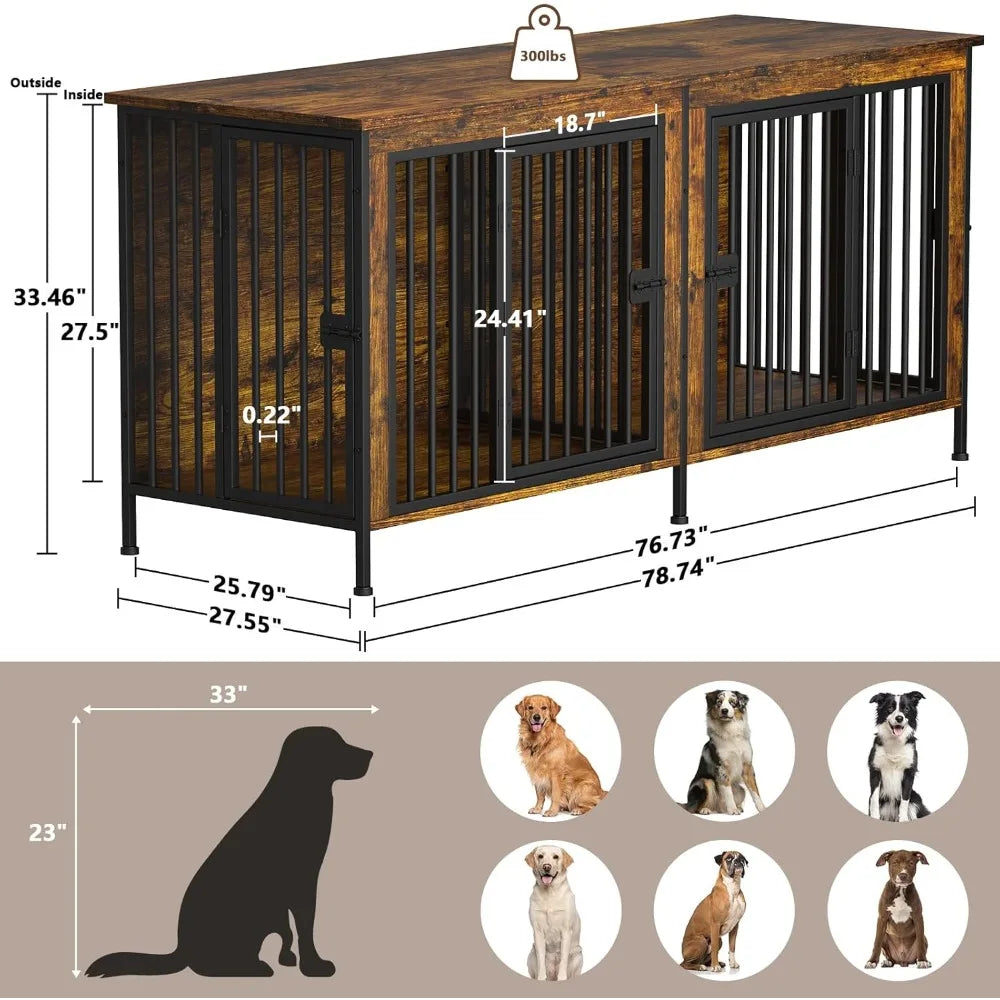 Dog Crate Furniture fo Dogs, Heavy Duty Single/Double Dog Crates for Small/Medium/Large Dogs, Dog Kennel Furniture
