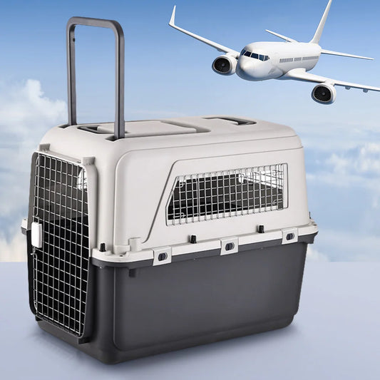 Cats Pet Travel Carrier Length 33in/Width 21.6in/Height 25.2in with Handle & Metal Door Pet Carrier & Crate for Puppies Kittens
