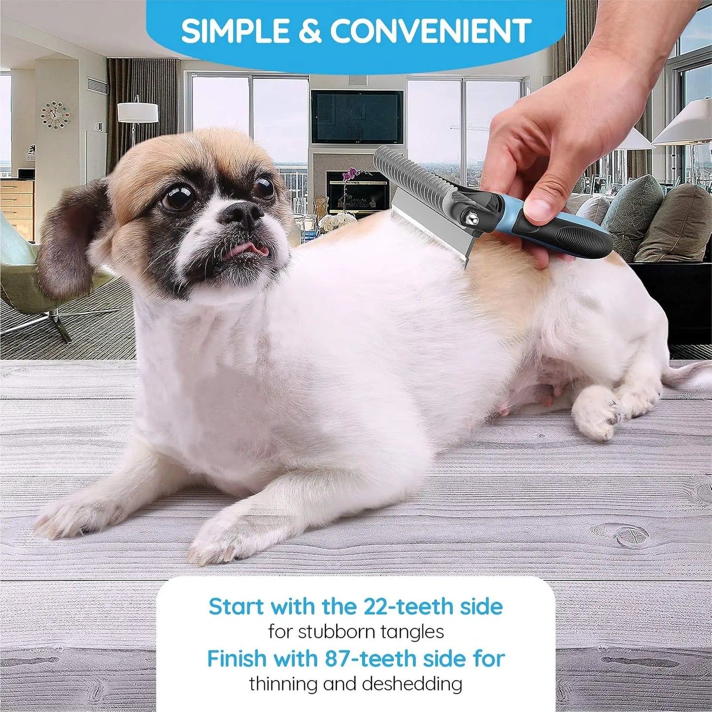 2-Sided Pet Grooming Brush for Dogs & Cats – Removes Mats, Tangles & Loose Fur