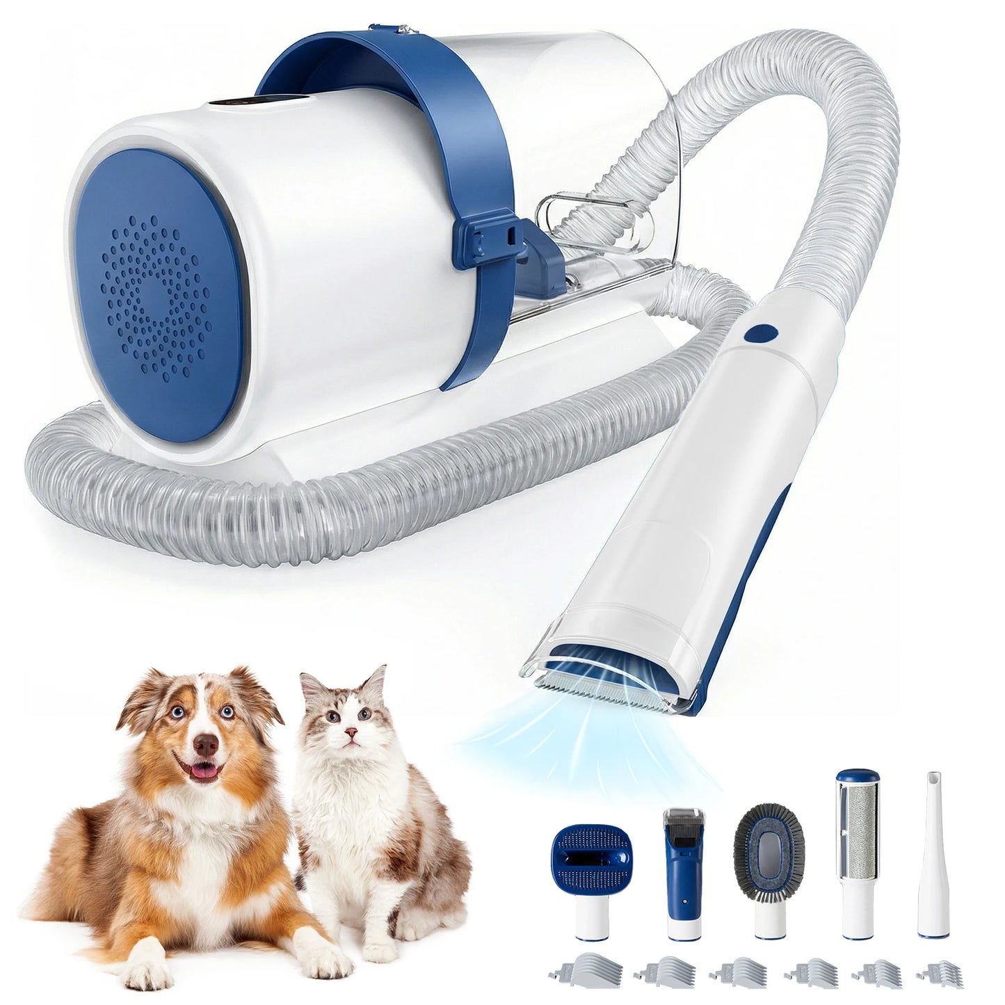 2.5L Professional Pet Grooming Vacuum Kit 3 Suction Modes and 5 Groomer Tools with Cordless Low Noise Dog Clippers