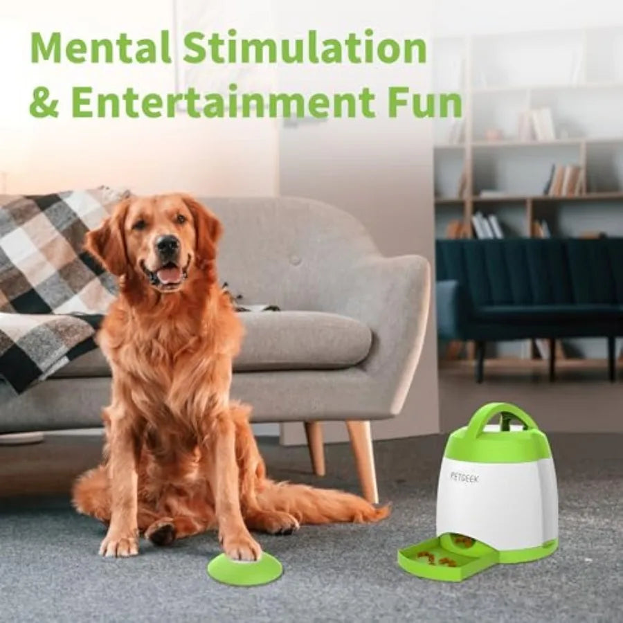 Automatic Dog Treat Dispenser with Button - Puzzle Memory Training Feeder Pet Geek Button Treat Food Dispensing Toys Interactiv