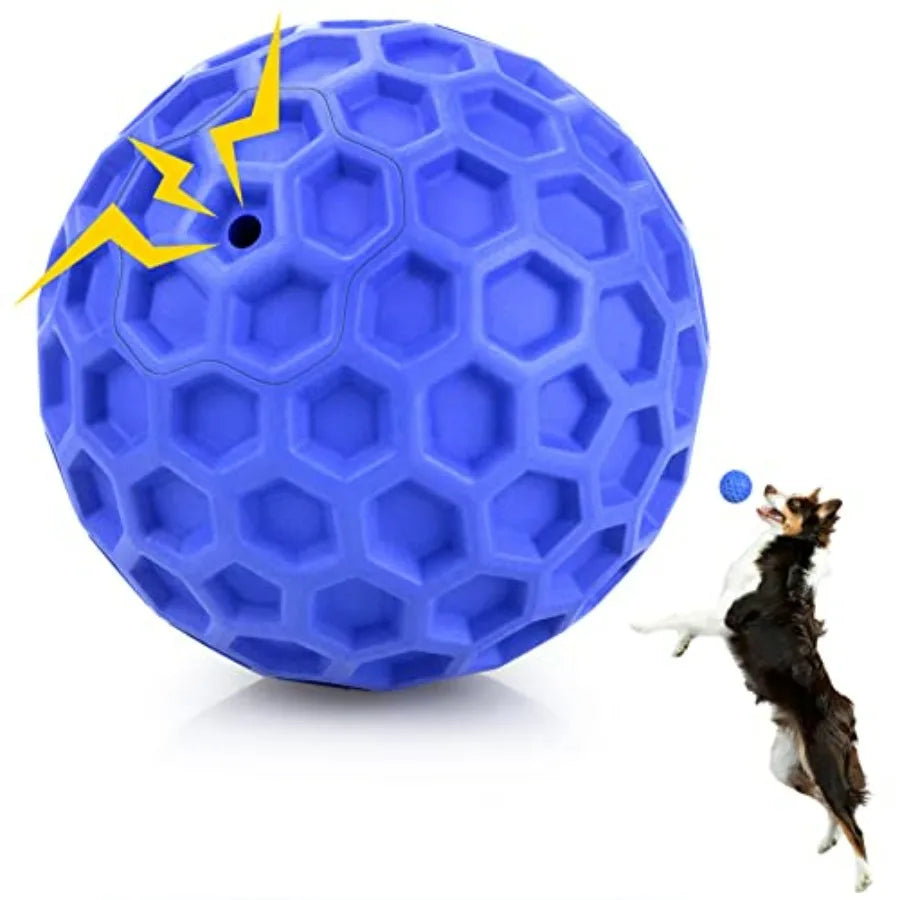 Indestructible Squeaky Dog Ball, Relieves Anxiety, Cleans Teeth, Interactive Chew Toy for Aggressive Chewers, Dog Toy for Breed
