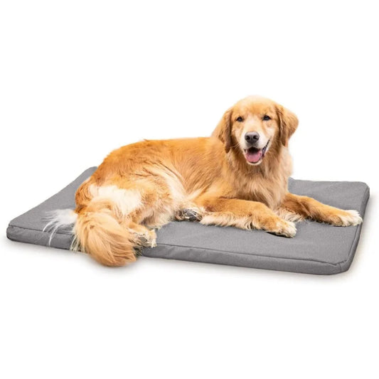 Tough Rip-Stop Orthopedic Dog Bed - Durable, Removable, Washable Cover, Kennel Pad Fits in Crate, Medium 35"x22", Light Gray