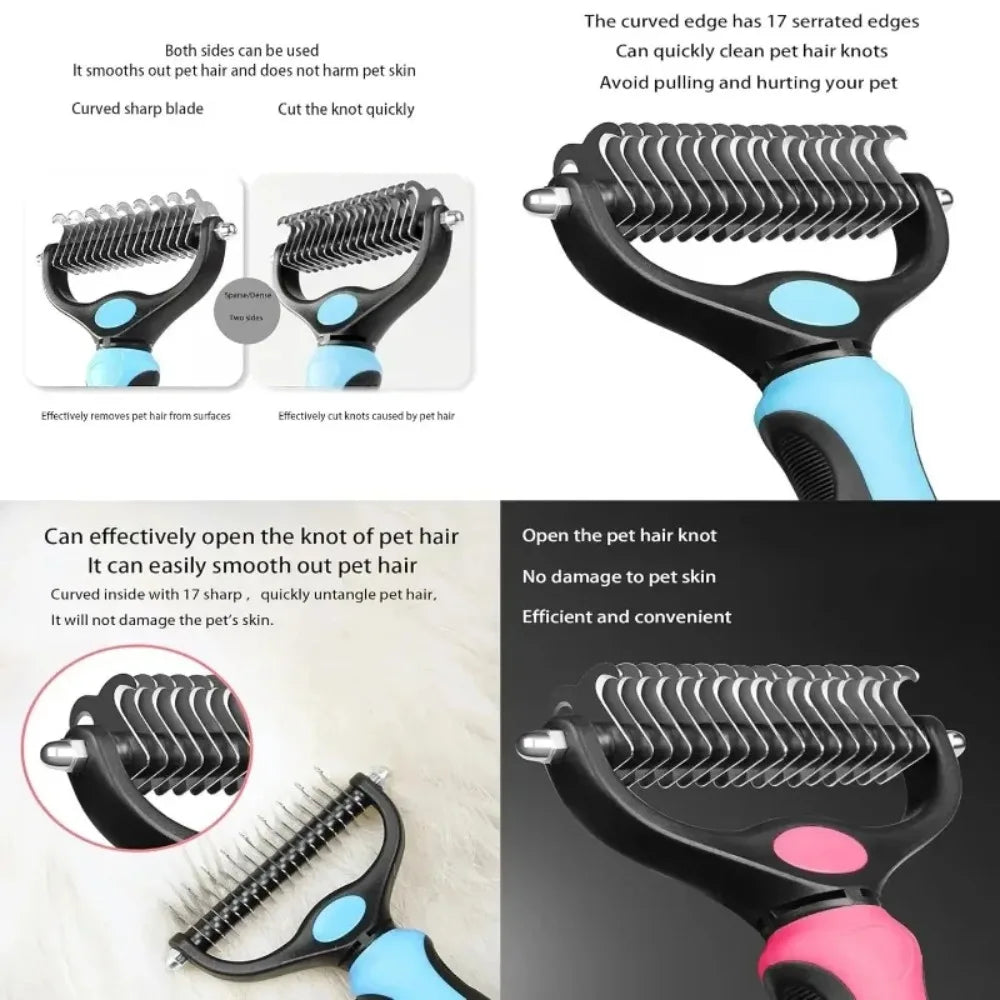 Double Sided Stainless Steel Pet Grooming Brush Dog Cat Hair Remover Comb Tangle Removal